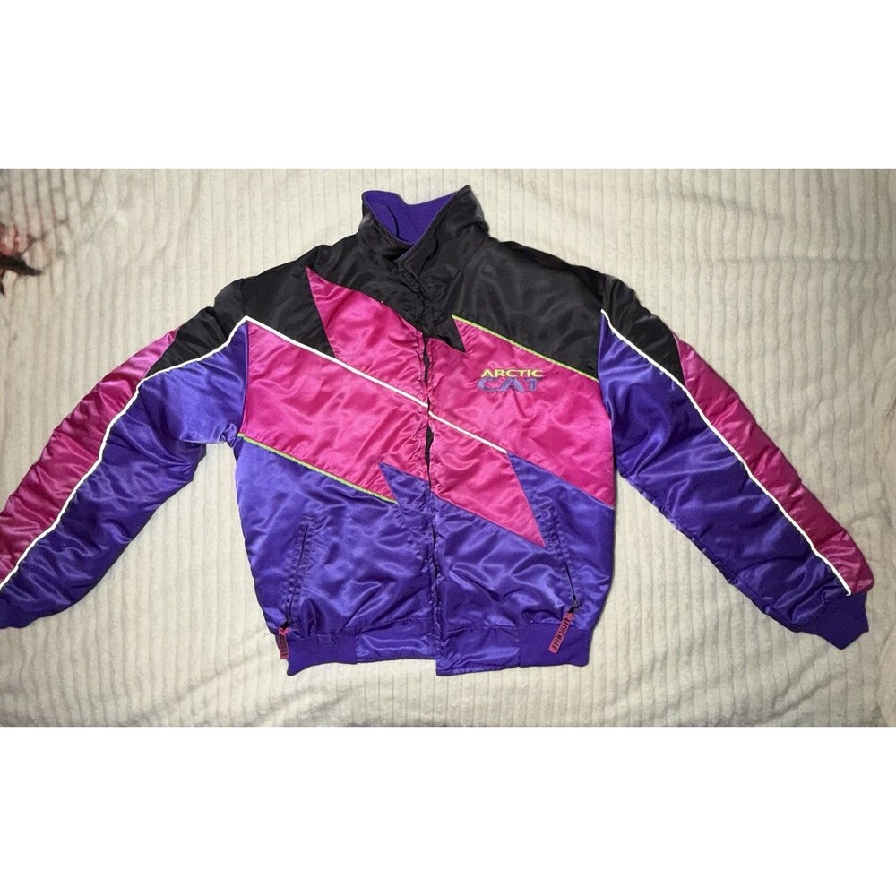 Vintage Arctic Cat Snowmobile Reflective Women’s M Tall Winter Jacket USA Rare